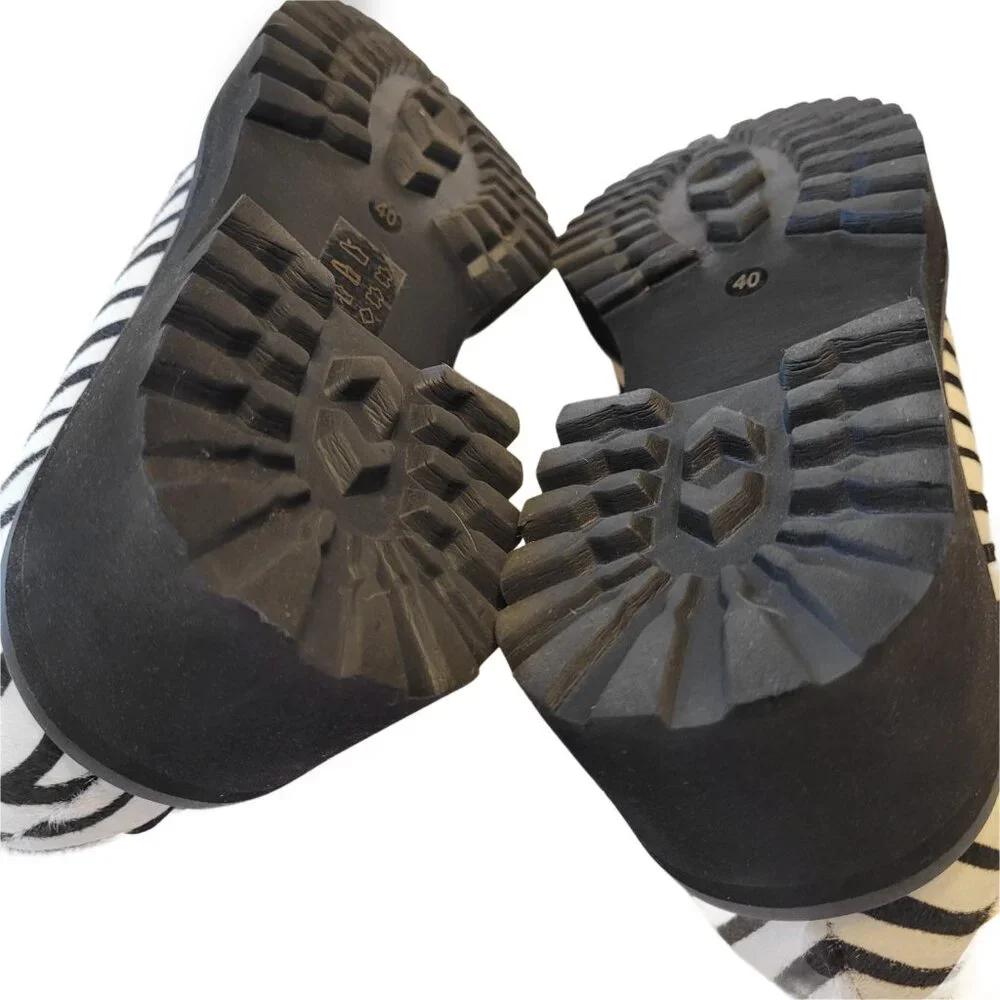 ALL BLACK Zebra Print Calf Hair Lug Lady Loafer 40